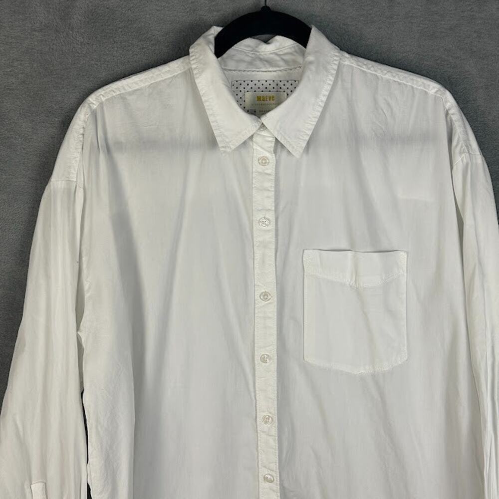 Maeve Anthropologie Top Womens Medium White Button Up Long Sleeve Preppy Career - Picture 2 of 12